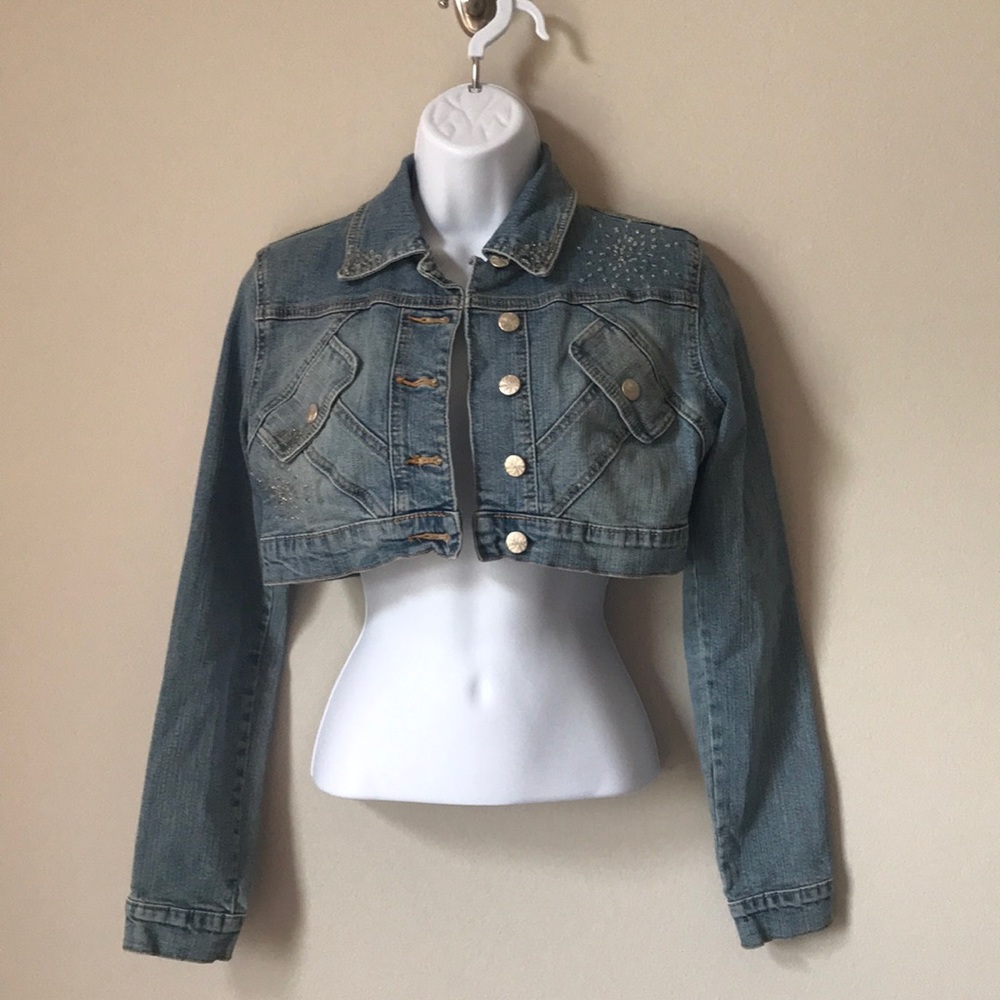 Younique Crop Denim Jean Jacket Size Small
